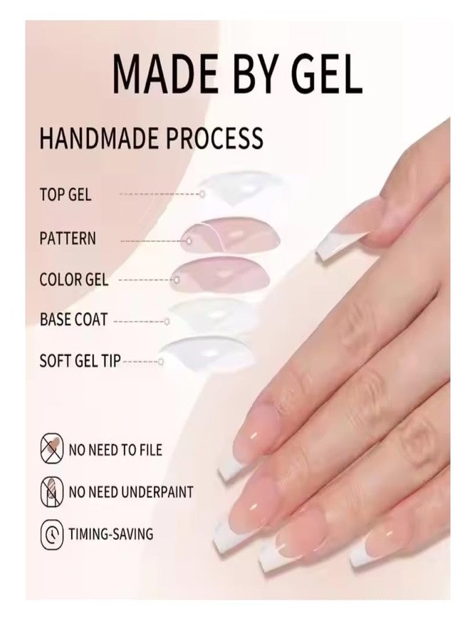 Nailwind أظافر صناعية مزيفة على شكل لوز 216 قطعة من نيل ويند، أظافر فرنسية بيضاء، مجموعة تمديد أظافر صناعية بـ 9 ألوان، أظافر أكريليك لامعة كاملة التغطية للنساء والفتيات لتصميم الأظافر. - Image 5