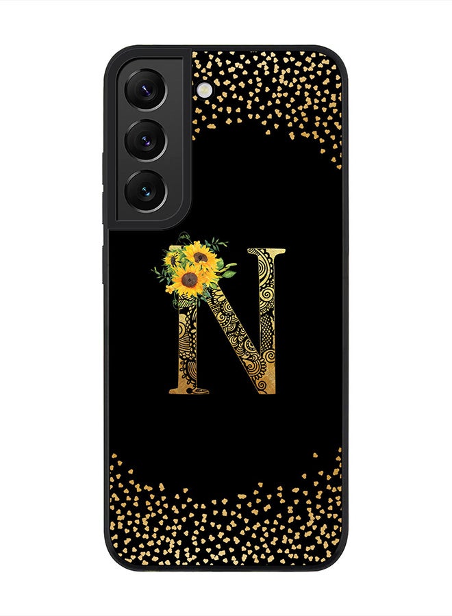 Stylizedd Rugged Black edge case for Samsung Galaxy S21 FE 5G, Soft Phone case Custom Monogram Initial Letter Mandala Floral Pattern Alphabet- N (Black) - Image 1
