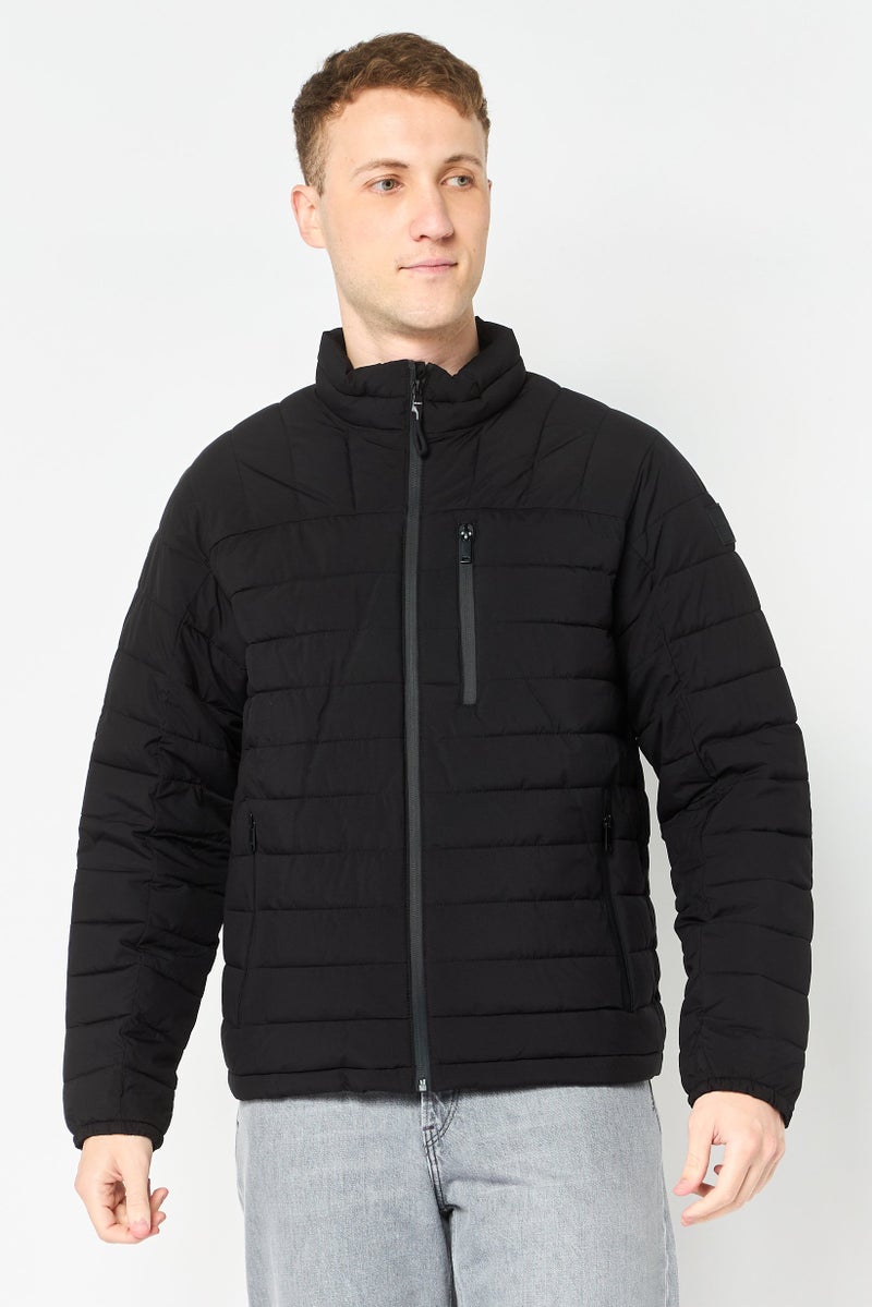 DKNY Men Brand Logo Bomber Jacket, Black - Image 1