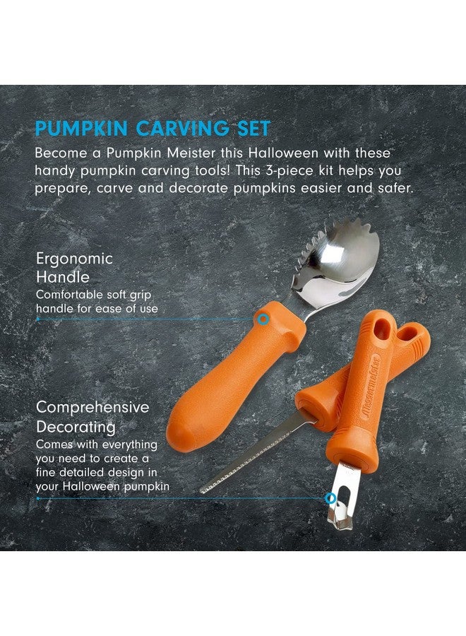 Messermeister Messermeister 3-Piece Pumpkin Carving Set - Includes Scraper, Sawtooth Carver & Etching Tool - AISI420 Stainless Steel & Soft-Grip Handle  - Image 2