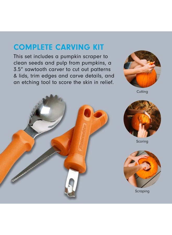 Messermeister Messermeister 3-Piece Pumpkin Carving Set - Includes Scraper, Sawtooth Carver & Etching Tool - AISI420 Stainless Steel & Soft-Grip Handle  - Image 3