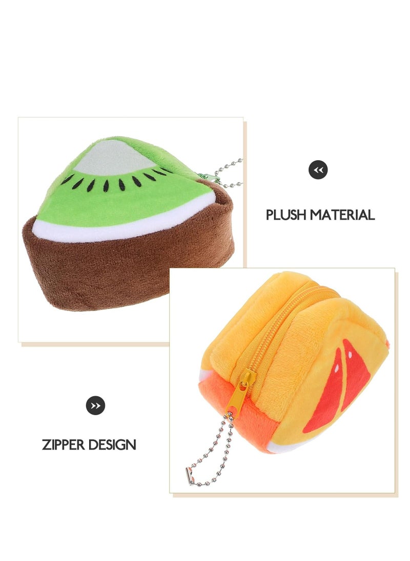 Oasisgalore 4pcs Fruit Pattern Plush Triangle Coin Purses，Cute Wallet  - Image 3