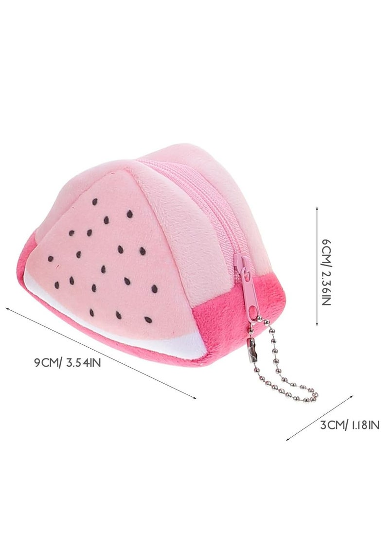Oasisgalore 4pcs Fruit Pattern Plush Triangle Coin Purses，Cute Wallet  - Image 2