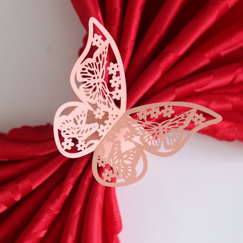 Laser Hollow Butterfly Napkin Ring Reflective Gold Western Restaurant Silk Scarf Decorative Napkin Buckle Spot - Image 3