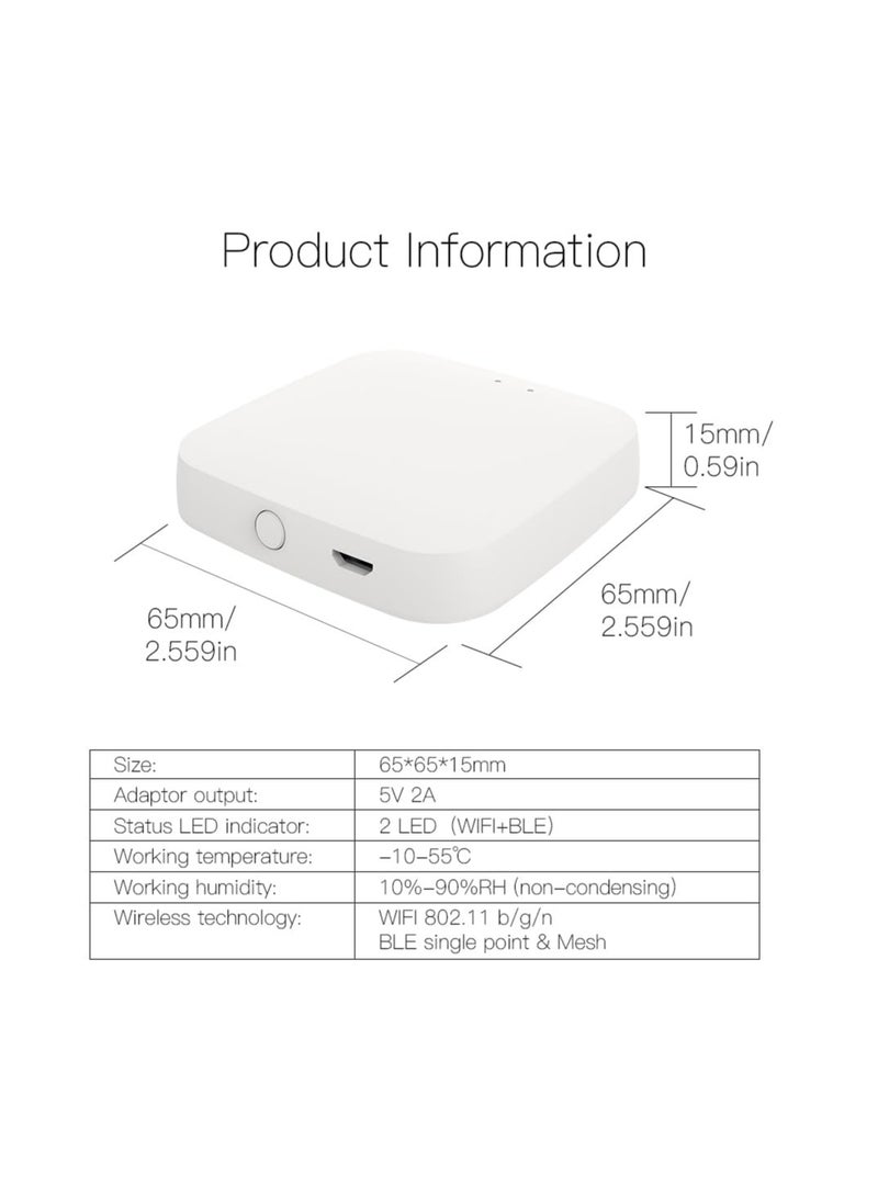 Excefore Tuya Bluetooth Fingerbot Hub, WiFi Smart Home Hub, Smart Home Bridge, App Remote Control, Compatible with Smart Life App and Alexa, Google Home - Image 2