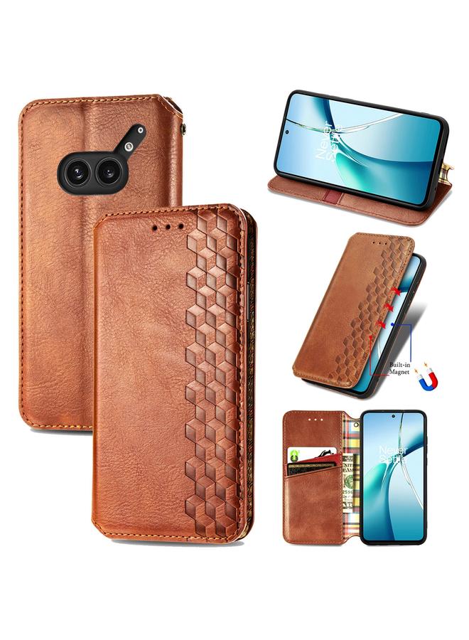 S-TOP Case For Nothing Phone 2a Plus Cubic Grid Pressed Magnetic Leather Phone Case - Image 1