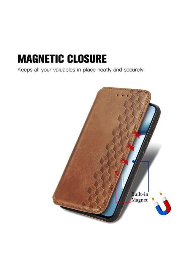 S-TOP Case For Nothing Phone 2a Plus Cubic Grid Pressed Magnetic Leather Phone Case - Image 5