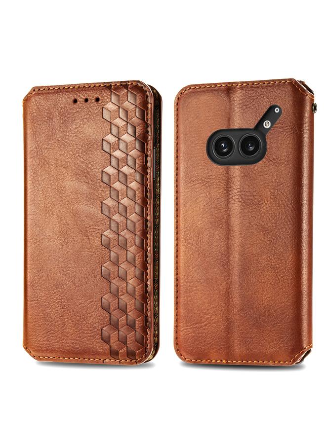 S-TOP Case For Nothing Phone 2a Plus Cubic Grid Pressed Magnetic Leather Phone Case - Image 2