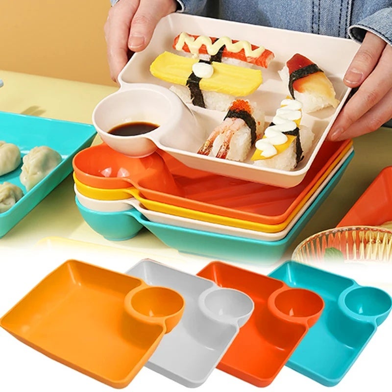 Dipping Dish Dumpling Sushi Serving Plate with Dipping Saucer Snack Tray Dessert Dinner Dishes Japanese Holder Kitchen Tableware - Image 2