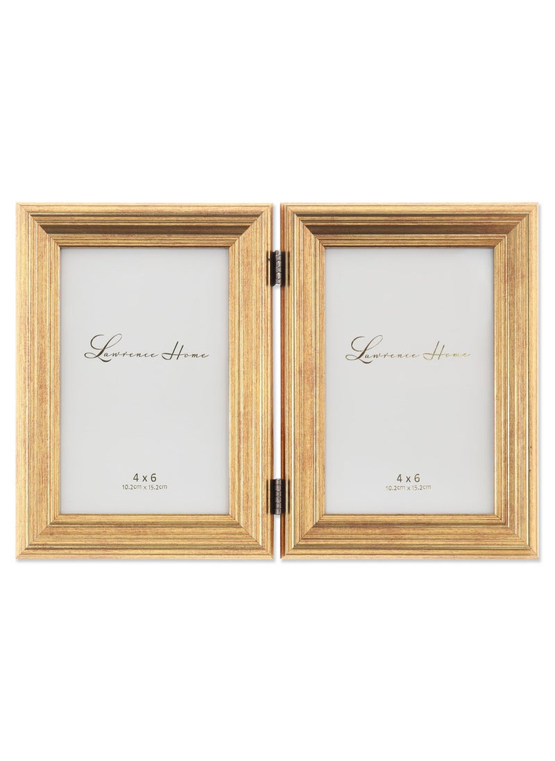 Lawrence Frames Lawrence Frames 4x6 Hinged Double Sutter Burnished Gold Picture Frame 