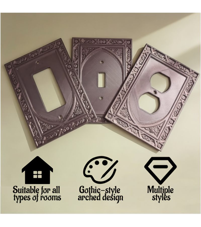 Large Single Hole Gothic Style Carved Arch Switch Decorative Plate Outlet Cover for Bedroom Living Room Study - Image 5