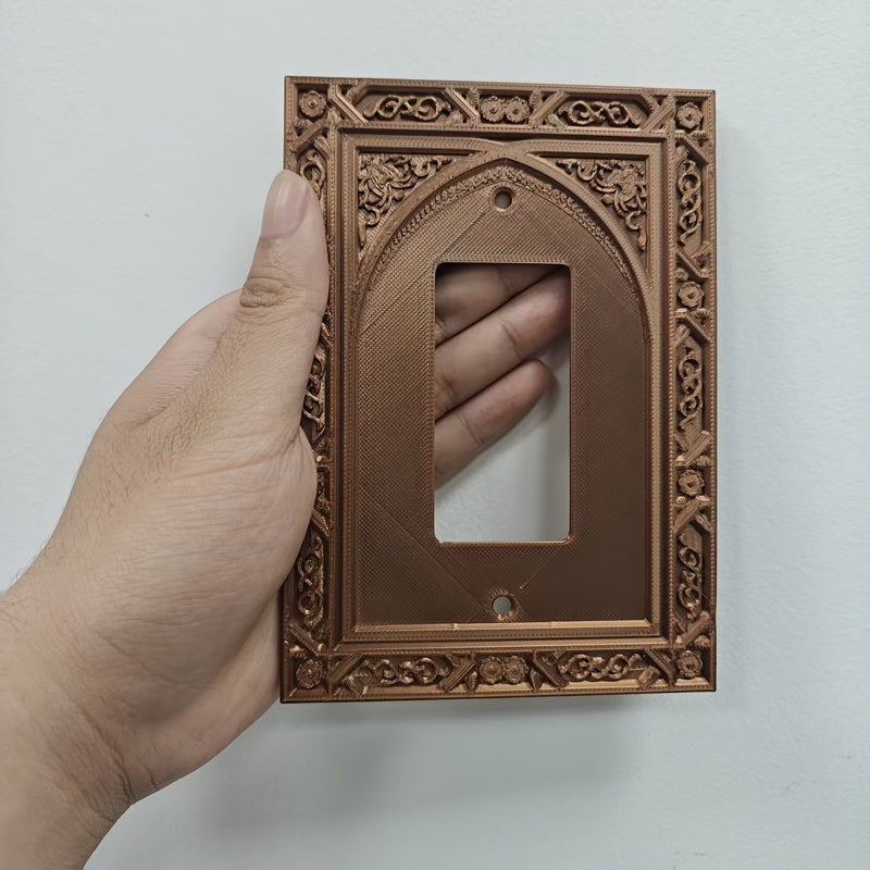Large Single Hole Gothic Style Carved Arch Switch Decorative Plate Outlet Cover for Bedroom Living Room Study - Image 3