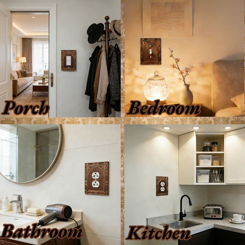 Large Single Hole Gothic Style Carved Arch Switch Decorative Plate Outlet Cover for Bedroom Living Room Study - Image 4