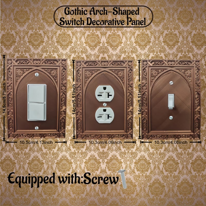 Large Single Hole Gothic Style Carved Arch Switch Decorative Plate Outlet Cover for Bedroom Living Room Study - Image 2
