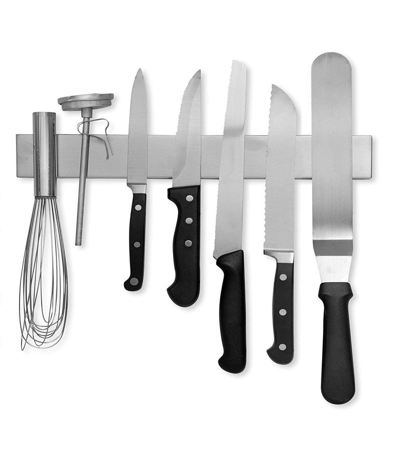 EzLife Stainless Steel Magnetic Knife Holder Magnetic Knife Strip Magnetic Knife Bar Rack Block for Kitchen Utensil Holder Art Supply Organizer Tool Holder 12 Inches 30 CM Stainless Steel - Image 1