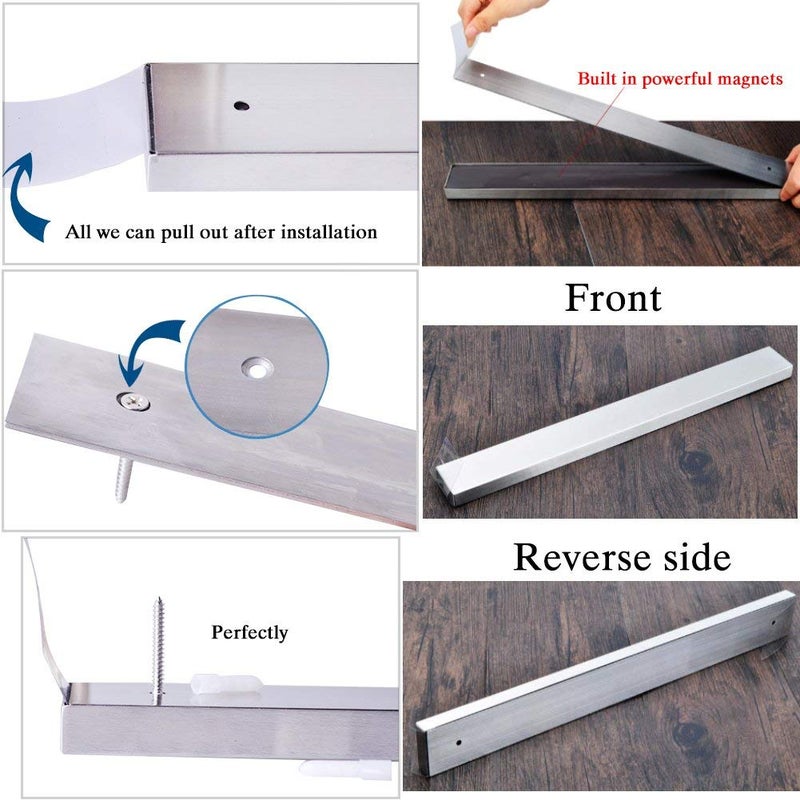 EzLife Stainless Steel Magnetic Knife Holder Magnetic Knife Strip Magnetic Knife Bar Rack Block for Kitchen Utensil Holder Art Supply Organizer Tool Holder 12 Inches 30 CM Stainless Steel - Image 5
