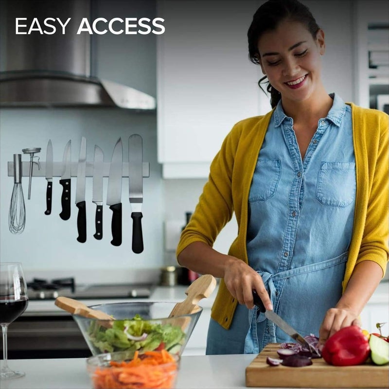 EzLife Stainless Steel Magnetic Knife Holder Magnetic Knife Strip Magnetic Knife Bar Rack Block for Kitchen Utensil Holder Art Supply Organizer Tool Holder 12 Inches 30 CM Stainless Steel - Image 2