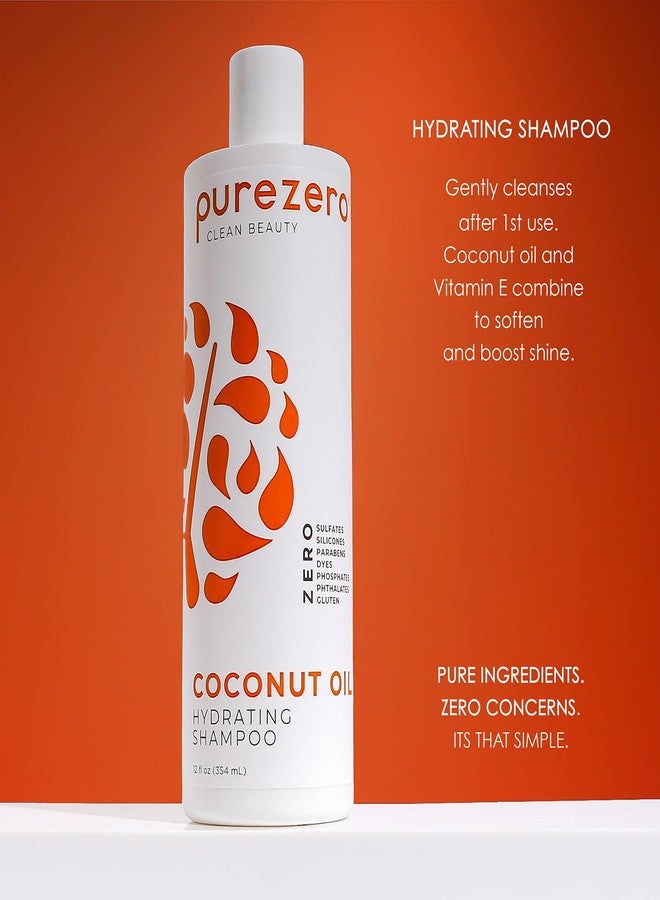 PureZero Coconut Oil Hydrating Silicone Free Shampoo & Conditioner Set – Vegan Formula for Dry or Color-Treated Hair – Deep Moisture, Sulfate-Free, Paraben-Free, Cruelty-Free Hair Care Duo, 2 × 12 oz - Image 2