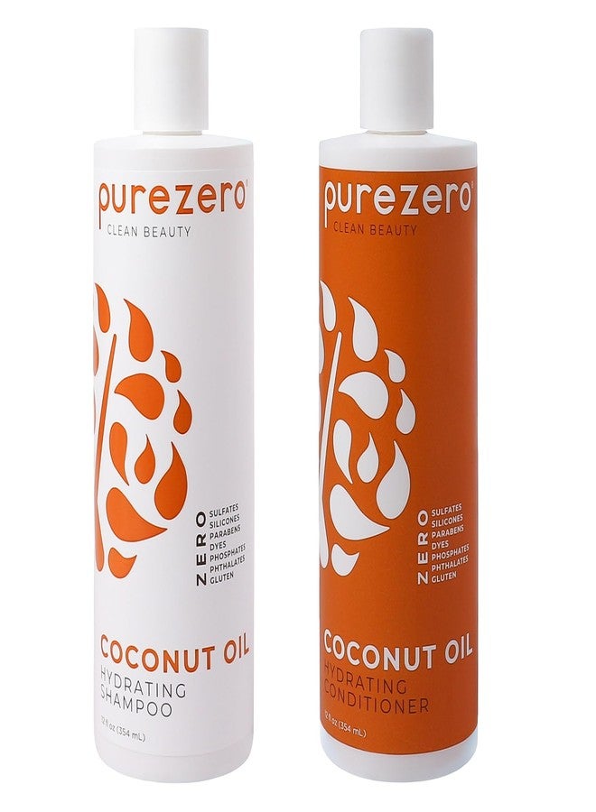 PureZero Coconut Oil Hydrating Silicone Free Shampoo & Conditioner Set – Vegan Formula for Dry or Color-Treated Hair – Deep Moisture, Sulfate-Free, Paraben-Free, Cruelty-Free Hair Care Duo, 2 × 12 oz - Image 1