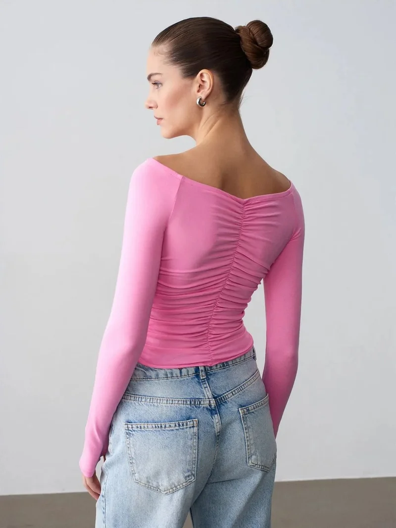 ديلفين Dilvin Off-Shoulder Crop Top Blouse