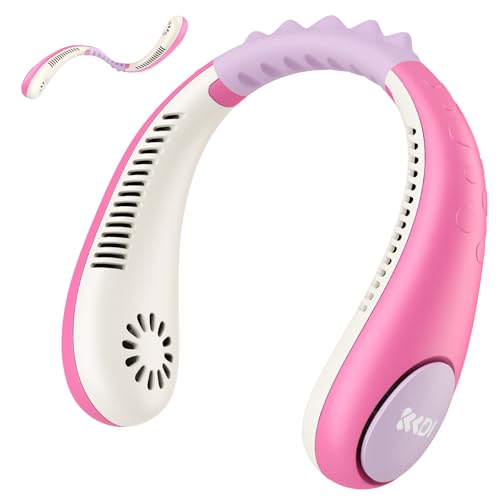 Kkdi Kids Neck Fan Portable Bladeless Neck Fan for Kids 414Y 2600mAh Rechargeable Wearable Fan for Girls Boys 4 Speeds Lightweight Quiet Cooling Fan for Study Camping Travel Summer Essential - Image 1