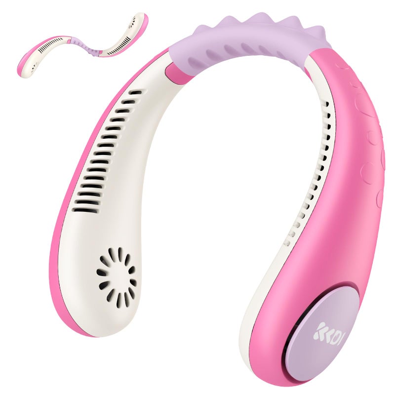 Kkdi Kids Neck Fan Portable Bladeless Neck Fan for Kids 414Y 2600mAh Rechargeable Wearable Fan for Girls Boys 4 Speeds Lightweight Quiet Cooling Fan for Study Camping Travel Summer Essential - Image 2