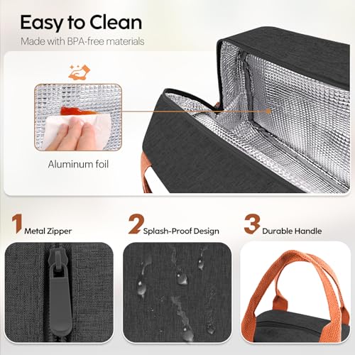 LOYEE Lunch Bag Lunch Box for Women & Men, Large Capacity Insulated Lunch Bag for Adult, Leakproof Reusable Lunch Tote Bags for Work/Office/Travel/Picnic (Black) - Image 4