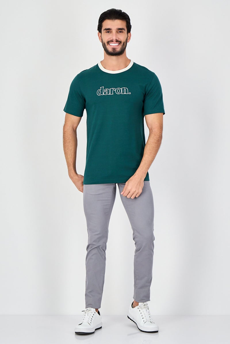 Celio Men Crew Neck Short Sleeve Graphic Print T-Shirt, Dark Green - Image 4