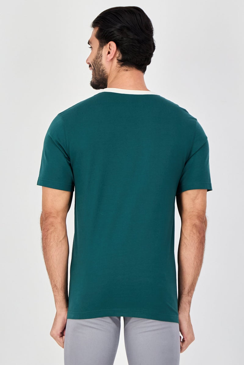 Celio Men Crew Neck Short Sleeve Graphic Print T-Shirt, Dark Green - Image 2