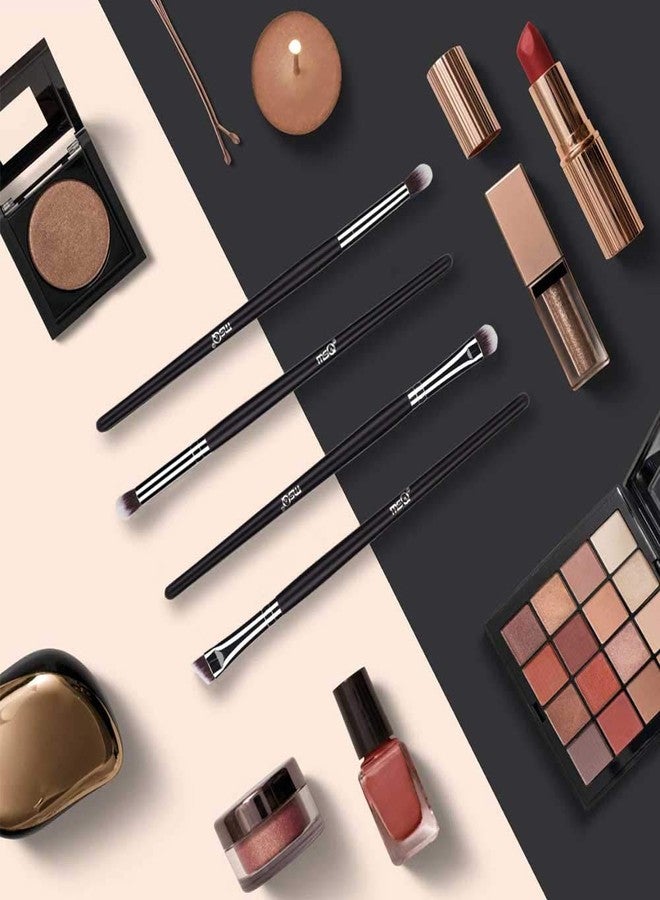 MSQ Eye Makeup Brushes Eyeshadow Makeup Brushes Set with Soft Synthetic Hairs & Real Wood Handle for Eyeshadow, Eyebrow, Eyeliner, Blending (Black, 4PCS) - Image 4