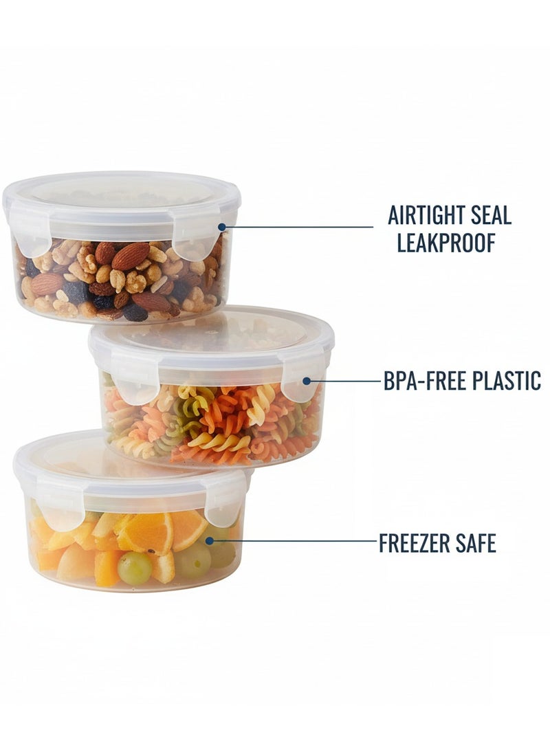 AIWANTO 8 Pack Food Storage Containers – Airtight, Leakproof, Stackable Meal Prep Set with Snap-Lock Lids | BPA-Free Plastic Freezer & Dishwasher Safe - Image 2