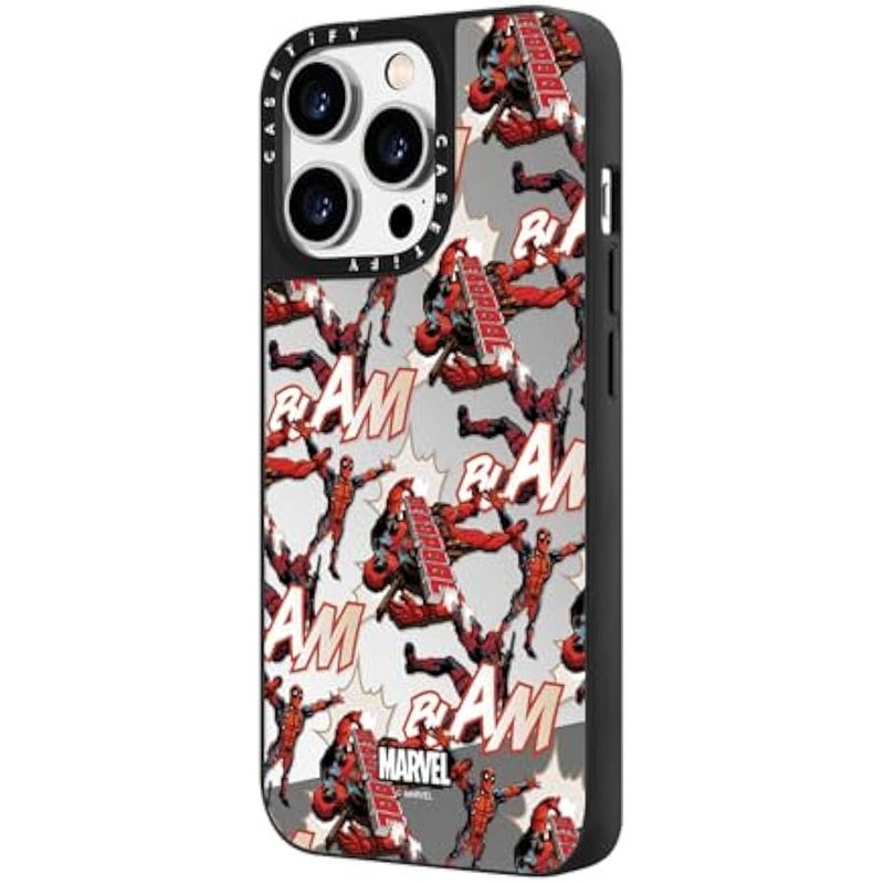Casetify Mirror iPhone 14 Pro Max Case 【Deadpool & Wolverine Co-Lab / 4.9ft Drop Protection/Magsafe】 - Deadpool Pattern Case - Silver on Black - Image 5
