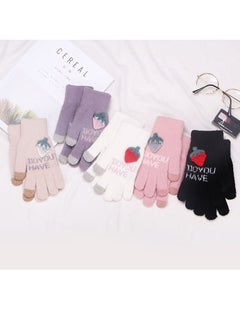 Generic Women glove s girly mobile screen touch fingers winter wool gloves  - Image 4