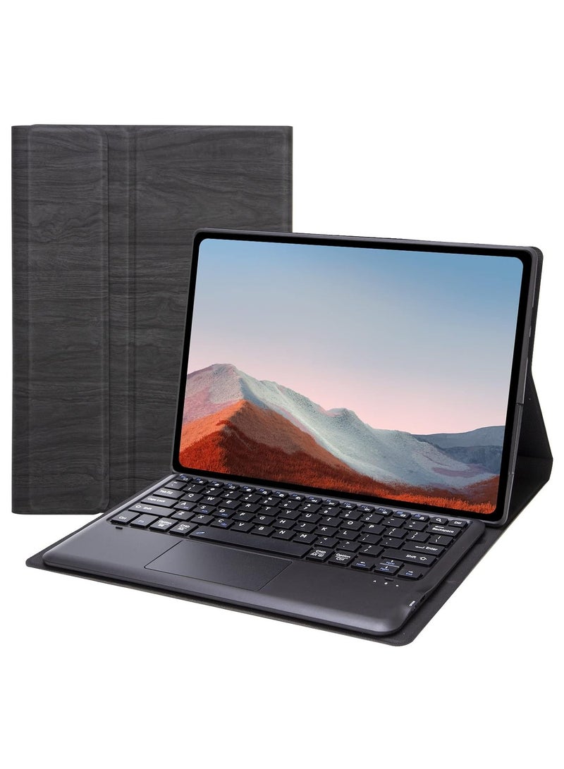 Arabic and English Keyboard Cover Case Compatible with Surface Pro 4/5/6/7, Leather Tablet Protective Cover with Wireless Removable Bluetooth Keyboard u0026 Trackpad Mouse - Image 1