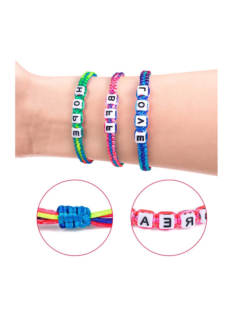 SOLARAE 12 Pcs Kids Girls Bracelet for Girls Jewelry Toddler Letter Beads Bracelets Teen Baby Friendship Cute Adjustable Multicolor Woven Pretend Play Bracelet - Image 2