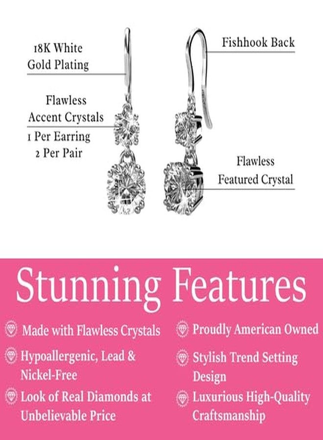 Cate & Chloe Kadence 18k White Gold Dangle Earrings with Simulated Diamond Crystals, Elegant Hypoallergenic Jewelry for Women, Gift for Her - Image 2