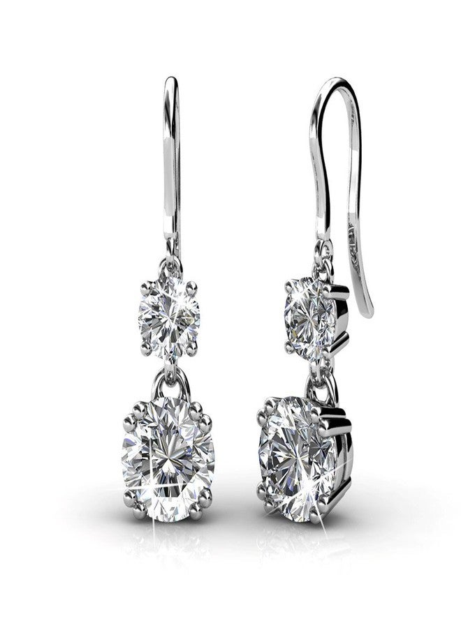 Cate & Chloe Kadence 18k White Gold Dangle Earrings with Simulated Diamond Crystals, Elegant Hypoallergenic Jewelry for Women, Gift for Her - Image 1