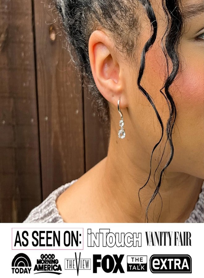 Cate & Chloe Kadence 18k White Gold Dangle Earrings with Simulated Diamond Crystals, Elegant Hypoallergenic Jewelry for Women, Gift for Her - Image 3