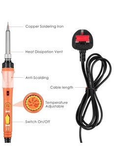 SYOSI Soldering Iron 60W Soldering Irons Kit with Adjustable Temperature knob 200-450℃ Welding Tools with 5 Soldering Iron Tips 17g Solder Wire Soldering Iron Stand for Welding and Repairing  - Image 2