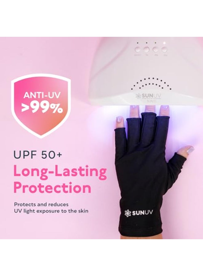 SUNUV UV Gloves for Gel Manicures Professional UPF 50 Anti UV Nail Gloves for Nail Lamp UV Protection Gloves Black - Image 3