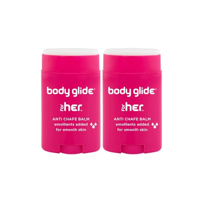 Body Glide For Her Anti Chafe Balm | Chafing stick with added emollients | Great for dry, sensitive skin and/or sensitive areas | Use on chest, bra, butt, groin, arm, and thigh chafing | 1.5oz-2pk
