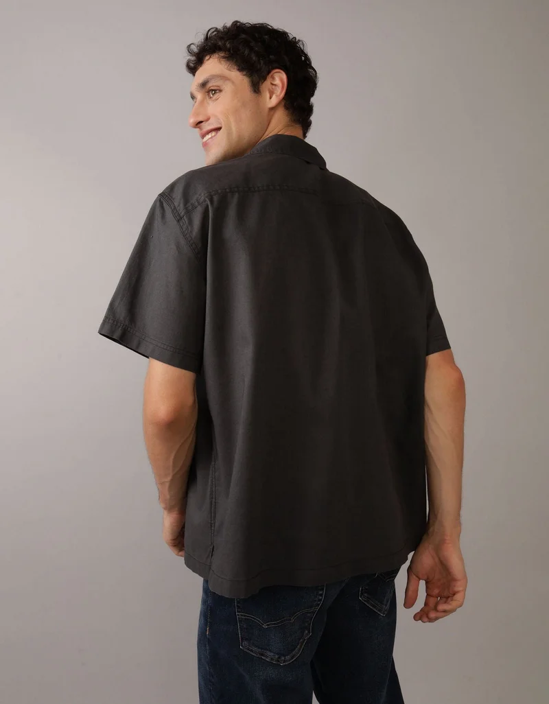 امريكان ايجل قميص من مزيج الكتّان بأزرار