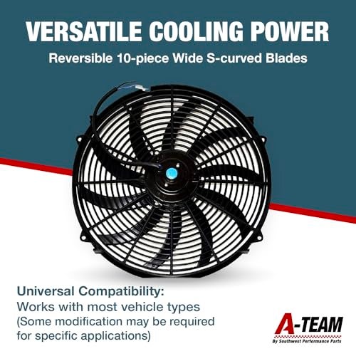 A-Team Performance - 16" Electric Radiator Cooling Fan with Wide S-Curved 10 Blades - Thermostat Kit 3000 CFM Reversible Push or Pull with Mounting Kit (12 Volts) - Image 2