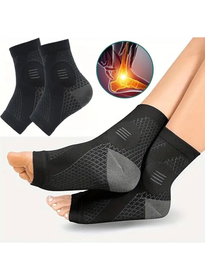 Black Ankle Support Socks Anti Fatigue Compression Foot Covers Sports Protective Gear - Image 2