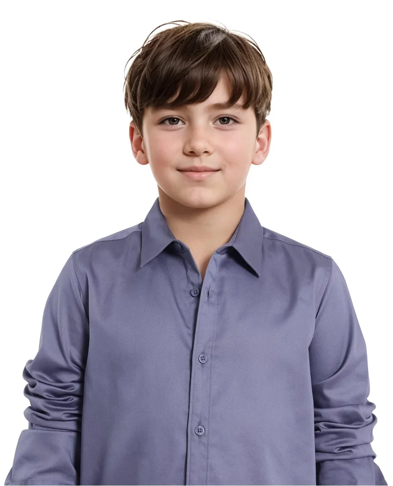 Rare Ones Rare Ones Kids Holo Dusky Purple Cotton Blend Full Sleeve Button Solid Regular Fit Shirt