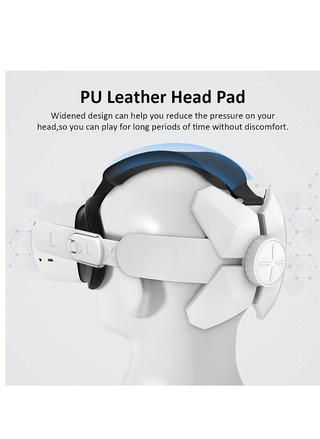 Generic - Adjustable Headband Compatible for Meta Quest 2 Oculus Quest 2 with Head Cushion Replacement for Elite Strap Comfortable Protective Head Strap Reduce Pressure White - Image 1