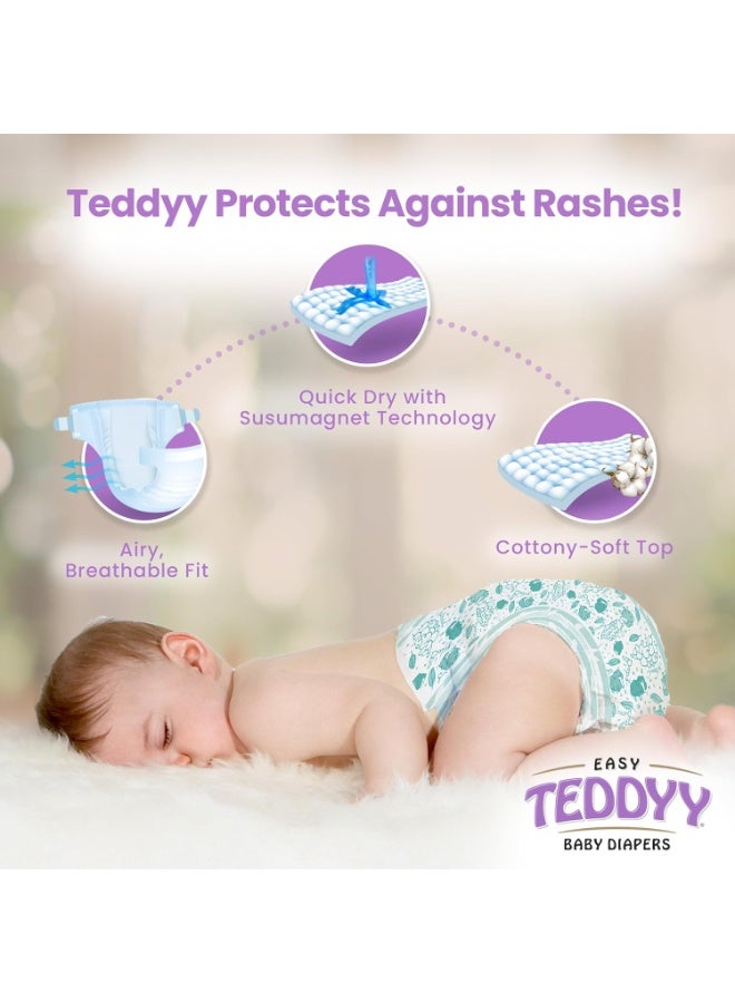 TEDDYY Easy Baby L Size Diaper Tape Style | 60 Count (Large) | 9-13 kgs (Pack of 1) | Quick Absorbency | Extra Super Soft | Anti - Bacterial | Wetness Indicator with Adjustable Grip Tapes - Image 2