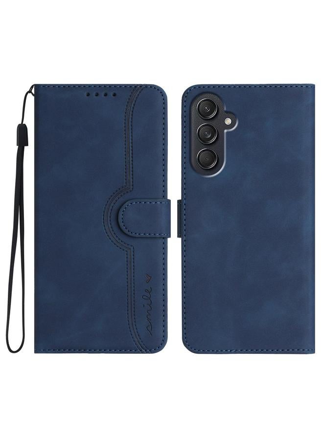 S-TOP Case For Samsung Galaxy M35 Heart Pattern Skin Feel Leather Phone Case - Image 1