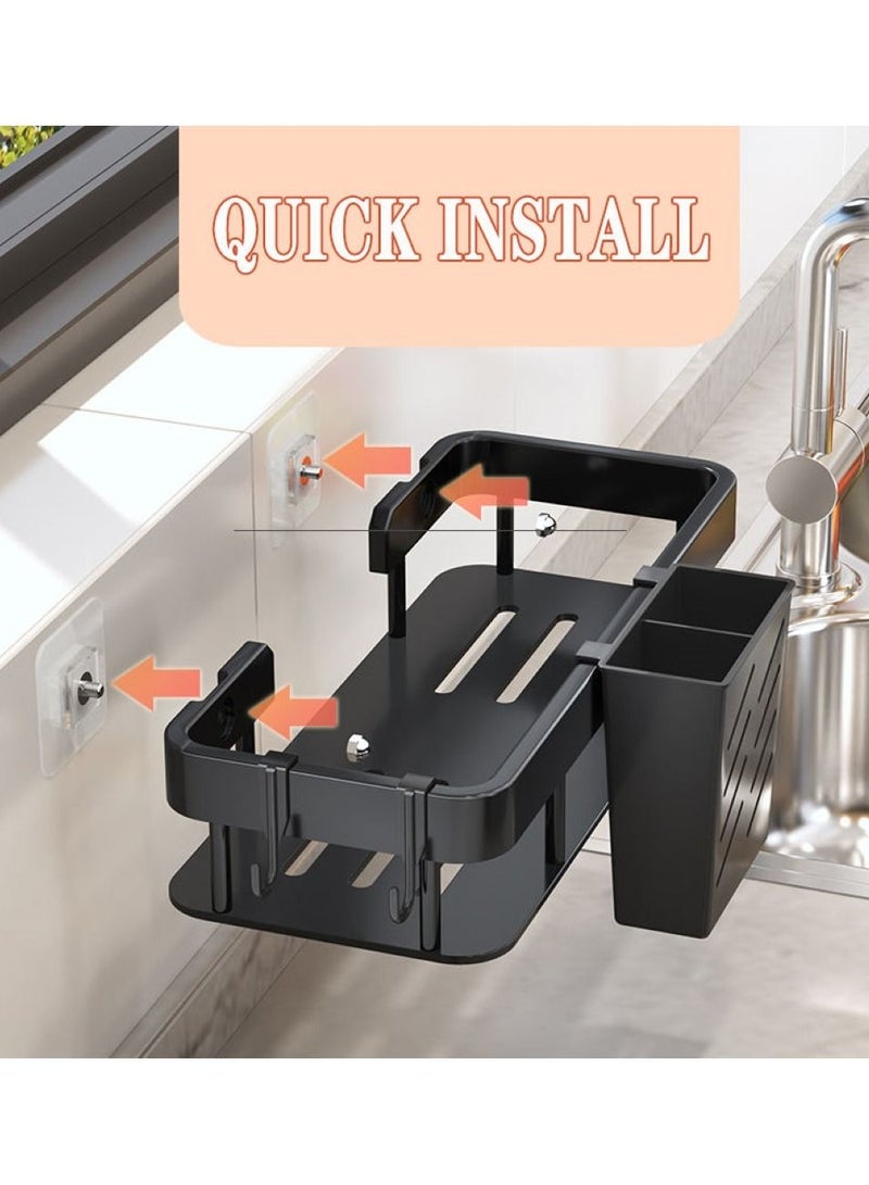 UrbanEssentia Bathroom Shelf, Set of 2pcs, No Drilling Shower Caddy, Self-Adhesive Bathroom Organizer, Rust-proof, Kitchen Organizer Rack, Wall mounted Kitchen Organizer Rack, Home Storage Rack.  - Image 4