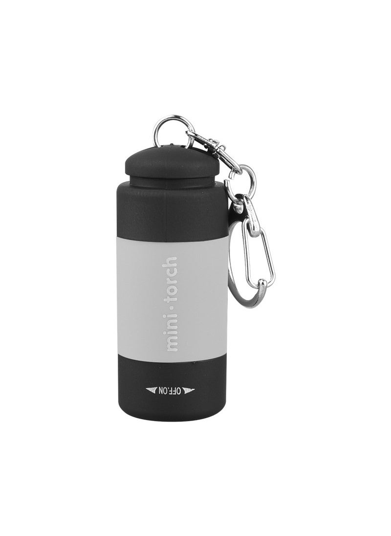 Factory USB rechargeable keychain light strong light Childrens household plastic small flashlight portable mini flashlight Gray